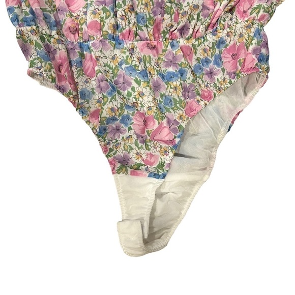 Zara Chiffon Floral Sleeveless Bodysuit - Pink/Purple/Blue/White - Picture 8 of 11